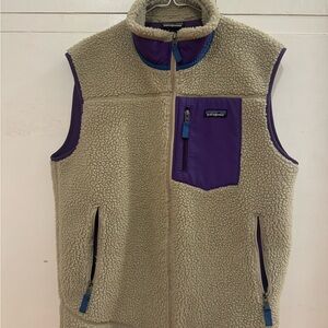 Patagonia Purple and Cream Fleece Vest